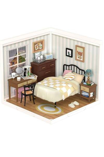 Robotime غرفة نوم رولايف سويت دريم، منزل بلاستيكي مصغر بتصميم DIY DW009