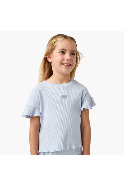 Juniors Ribbed Round Neck Top and Shorts Set