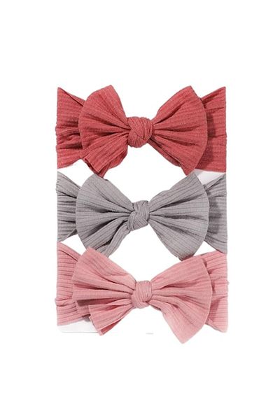 KERNOWSUN Set 3 Bentita elastica pentru copii, KENROWSUN®, cu fundita, bebe 0-9 luni, Multicolor