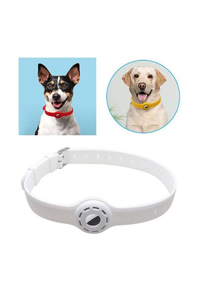 REDz Accessories Sports Collar with Airtag Holder, Anti-Lost, Adjustable, Silicone, White