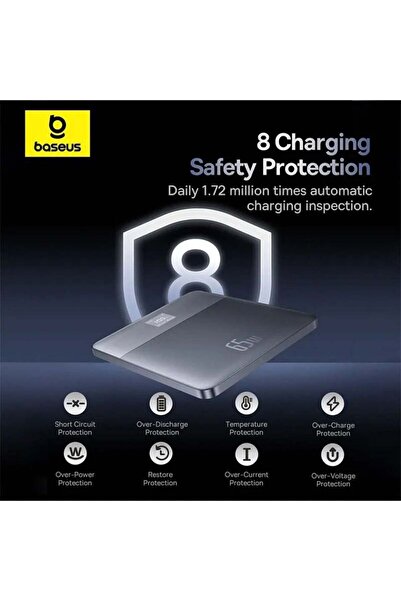 Baseus Baterie externă 2x Tip-C, 65W, 12.000mAh, Afișaj digital, Cablu inclus Tip-C, Portocaliu