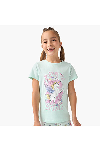 Juniors Unicorn Print T-shirt And Pyjama Set