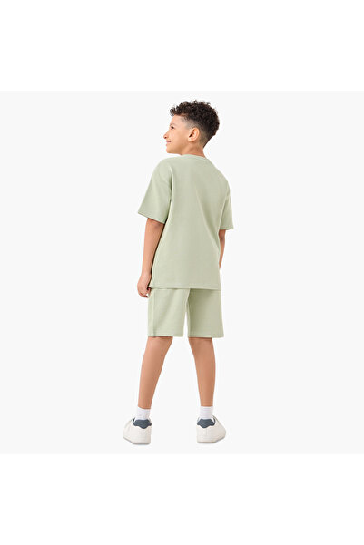 Juniors Textured Crew Neck T-shirt and Shorts Set