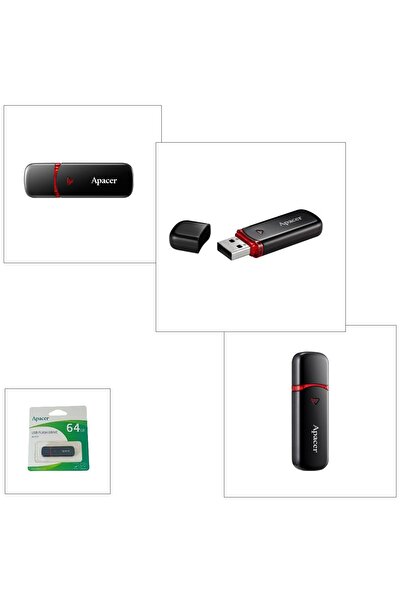 Apacer Memorie USB 2.0, capacitate 64 Gb, AH333 Mysterious Black, cu capac, neagra