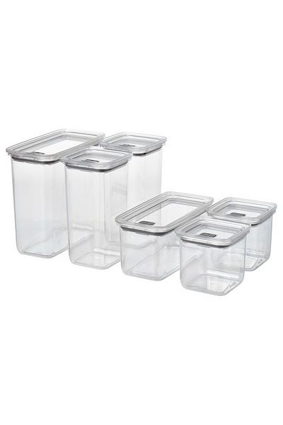 IKEA Dry food jar with lid, set of 6, transparent