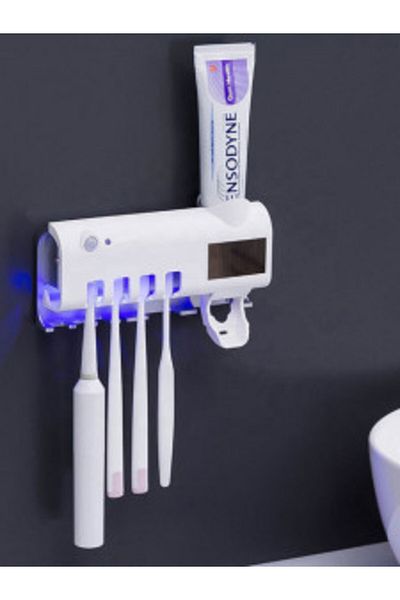 Blusmart Dozator de pastă de dinți - Suport pentru periuță de dinți cu funcție de sterilizare și lumină UV