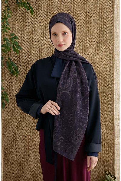 Fatma Atasoy Amelia Plum Ethnic Pattern Shawl