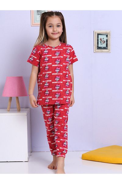 elmas kids Girl's 100% Cotton Pajama Set