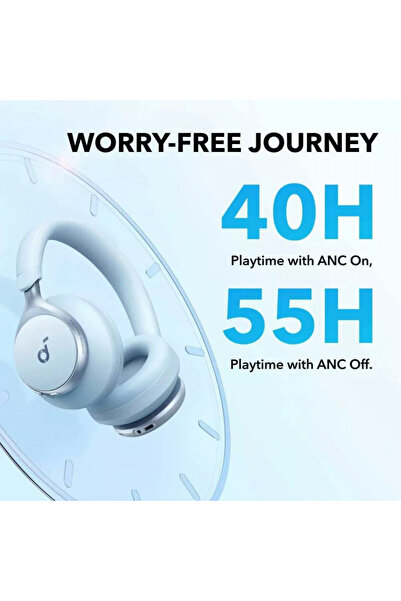 Anker Casti On Ear Wireless cu Anulare Activă a Zgomotului, BT 5.3, Înaltă Rezoluție, (A3035G31), Albastru