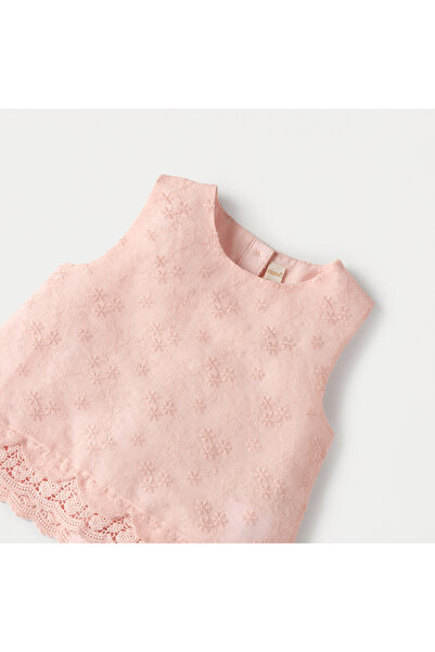 giggles Floral Embroidered Sleeveless Top and Elasticated Skirt Set