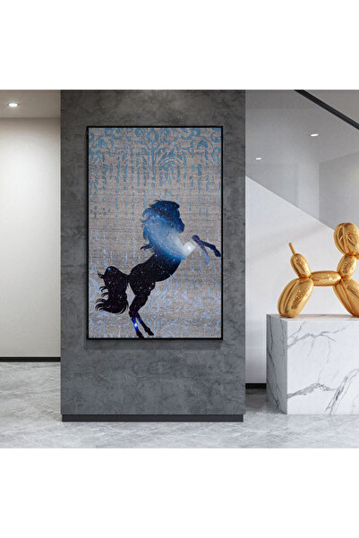 Marktna لوحة قماشية بتصميم حصان مع برواز أسود مجوف