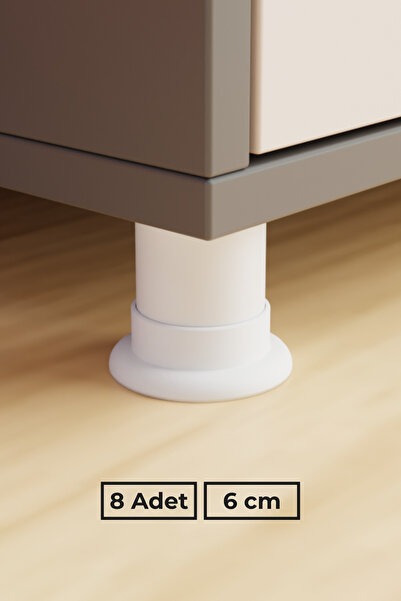 wooden lane studio Beyaz 6 cm 8’li Mobilya Koltuk Baza Masa Ofis Dolap Ayağı ...