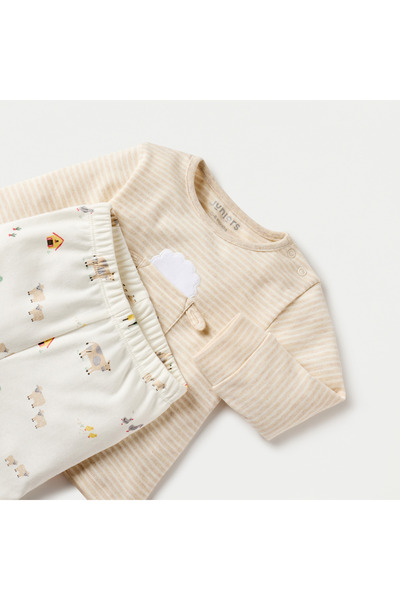 Juniors Printed Long Sleeve T-shirt and Elasticated Pyjama Set