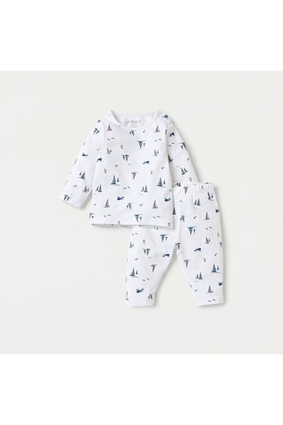Juniors Sail Boat Print Long Sleeves T-shirt and Pyjama Set
