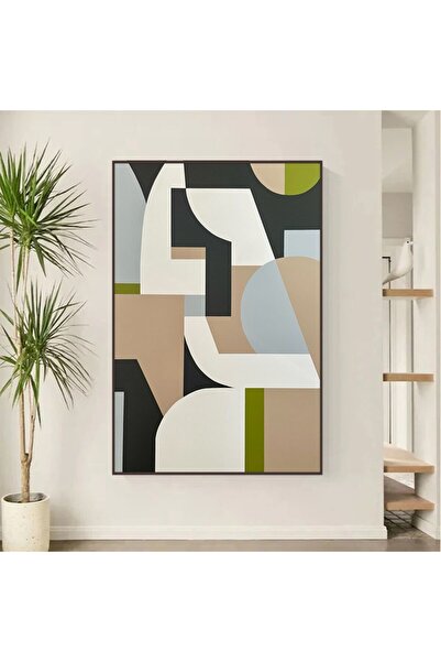 Marktna لوحة قماشية بتصميم الفن الهندسي مع برواز شامبين مجوف