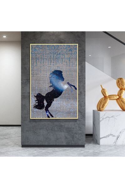 SND لوحة قماشية بتصميم حصان مع برواز خشبي مخفي