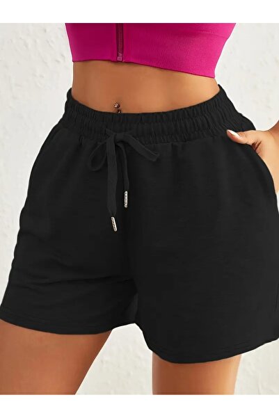 CANDERO Γυναικείο μαύρο σορτς Plus Size Battal Sweatpants Fitness Casual Ρούχ...