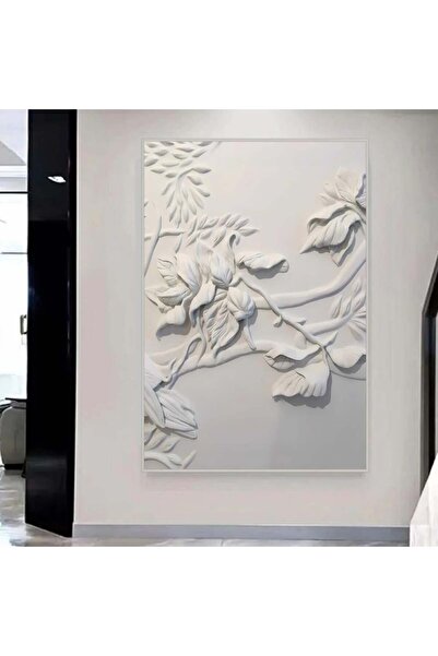 4gdran لوحة جداربة قماشية مطبوعة بتصميم اللوحة الجبسية مع برواز فضي مجوف