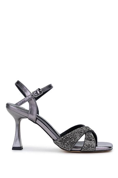 Tamer Tanca Women's Genuine Leather Metallic Heeled Shoes