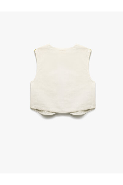 Koton Viskon-Pamuk Karışımlı Kolsuz Boncuk İşlemeli Yelek