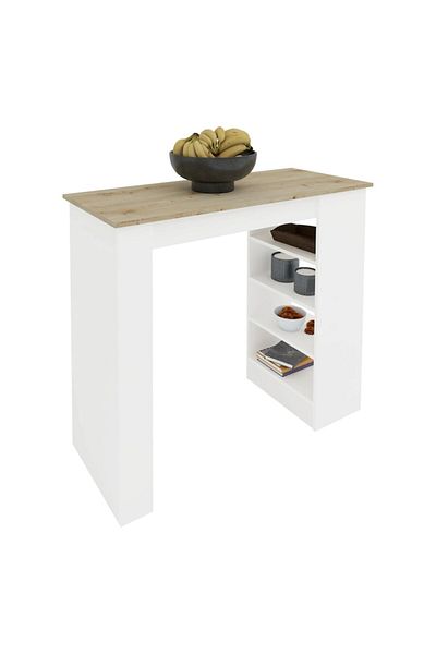 haaus Vista Bar Table, 4 Shelves, White/Artisanal Oak, 120 X 50 X 100 Cm