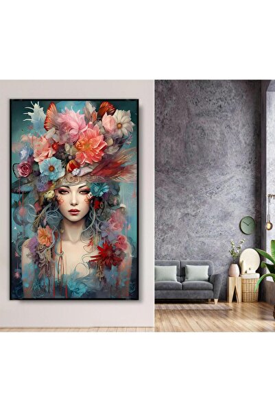 4gdran Abstract canvas painting with a black hollow frame