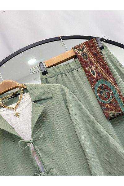 YEDİLALE Merve Skirt Jacket Double Set [Crinkle Fabric]
