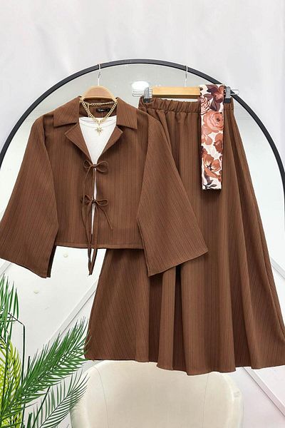 YEDİLALE MERVE SKIRT JACKET ΣΕΤ ΔΙΠΛΟ [χαλαρό ύφασμα]