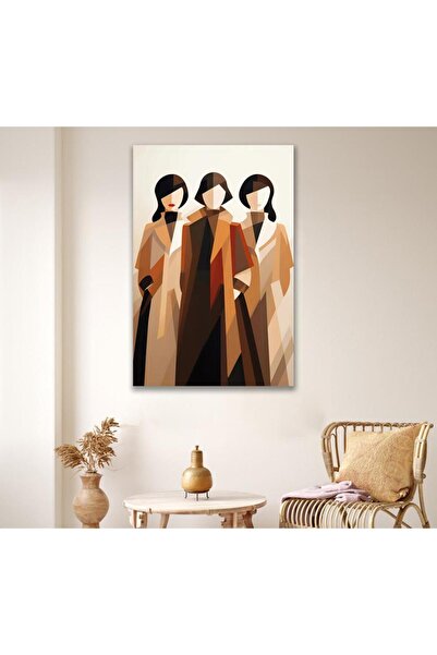 Marktna لوحة قماشية بتصميم بتصميم امرآة مع برواز خشبي مخفي