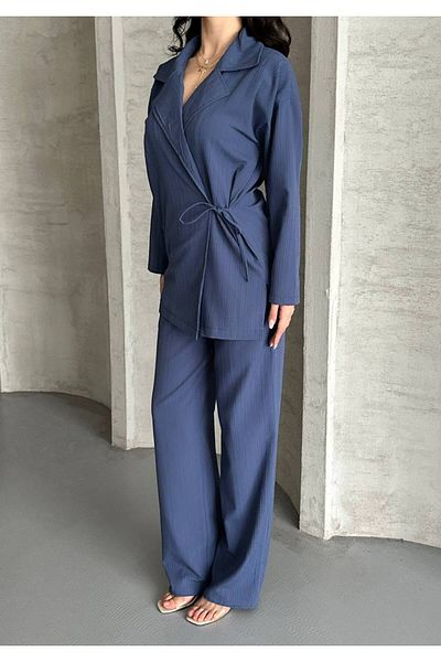 MODAMOR Kruvaze Yandan Tie-Up Jacket Suit