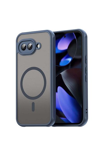 SKYDDAR INNOVATION Carcasă pentru Google Pixel 9a, HaloFrost MagSafe II, antișoc, set de autocolante, albastru marin