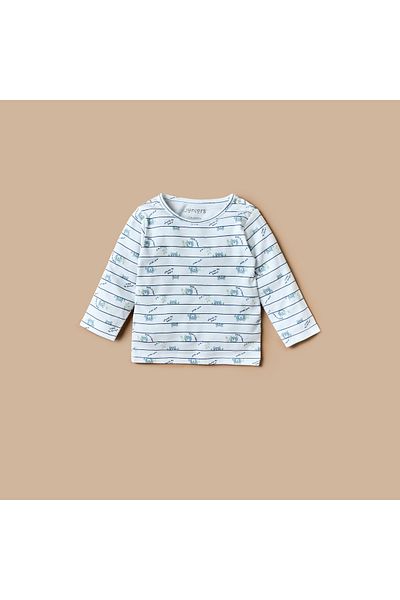 Juniors All-Over Bear Print Long Sleeves T-shirt and Elasticated Pyjama Set