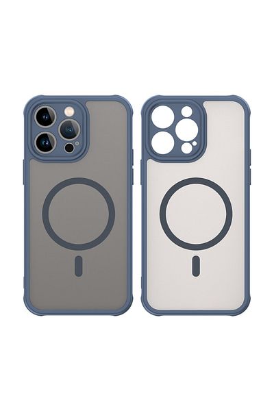 SKYDDAR INNOVATION Carcasă pentru iPhone 14 Pro Max, HaloFrost MagSafe II, rezistentă la șocuri, set de autocolante, albastru marin