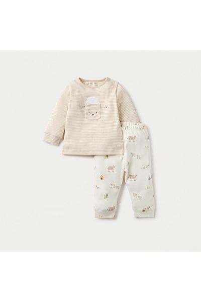 Juniors Printed Long Sleeve T-shirt and Elasticated Pyjama Set
