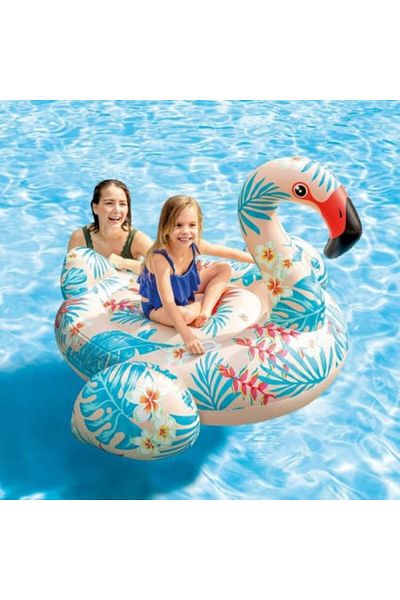 Blusmart Inflatable Pool Toy for Kids, Tropical Flamingo Ride-On, 142 x 137 x 97 cm
