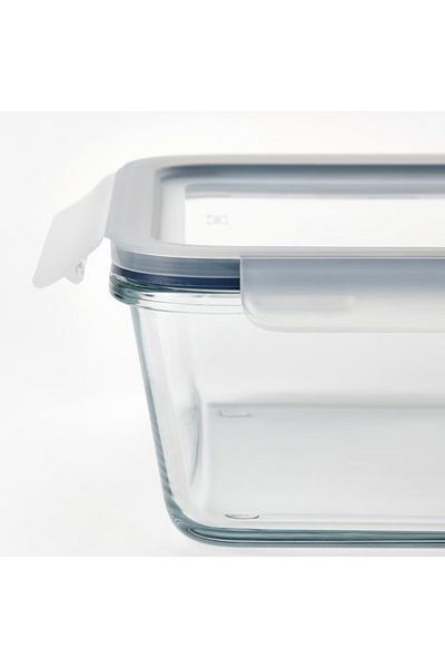 IKEA Food container with lid, rectangular/glass plastic, 3.1 l
