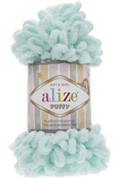 Alize Puffy Hand Knitting Yarn 1pc (COLOR WATER GREEN NO. 15)