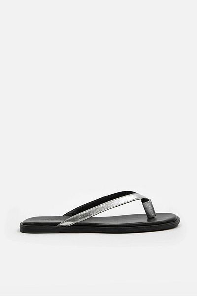 NILUFARR Παντόφλες σαγιονάρες από γνήσιο δέρμα Mani Silver
