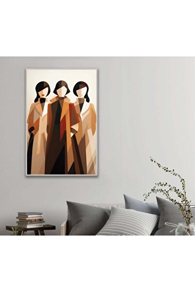 4gdran لوحة قماشية بتصميم بتصميم امرآة مع برواز فضي مجوف