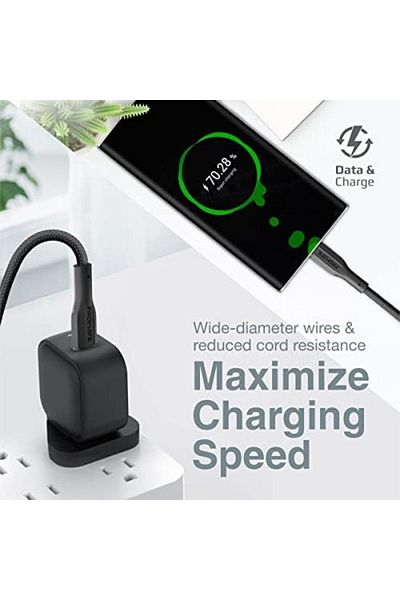 Promate كابل USB-C إلى USB-C، كابل شحن سريع من النوع C ممتاز بقوة 60 وات مع مزامنة بيانات بسرعة 480 ميجابت في الثانية و100