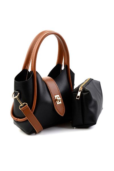 Bambi Γυναικεία τσάντα ώμου Black Tan C06572023109