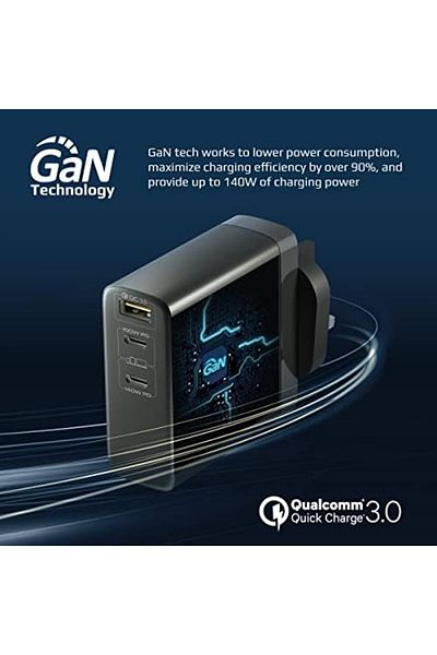 Promate 140W USB-C GaN Charger with 140W Type-C Power Delivery 3.1 Port