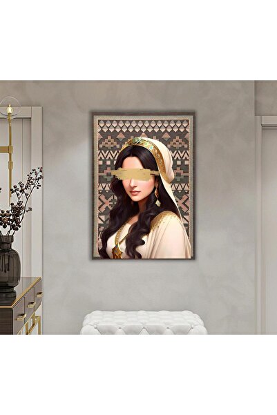 Marktna لوحة قماشية بتصميم فتاة مع برواز خشبي مخفي