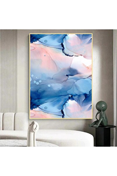 SND لوحة قماشية بتصميم الفن التجريدي مع برواز ذهبي مجوف