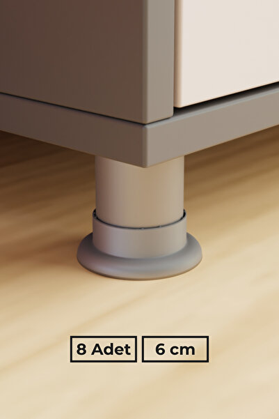 wooden lane studio Krom Gri 6 cm 8’li Mobilya Koltuk Baza Masa Ofis Dolap Aya...