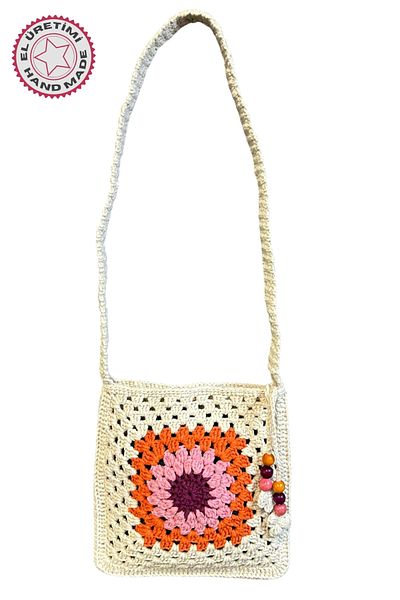 Uretti - Emine 9106 Hand Knitted Wooden Bead Detailed Mandala Model Shoulder Bag