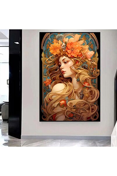 SND لوحة قماشية بتصميم فتاة مع برواز أسود مجوف