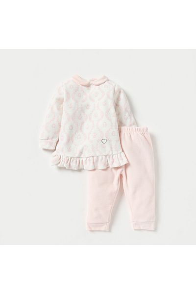 giggles Floral Print Long Sleeves T-shirt and Pyjama Set