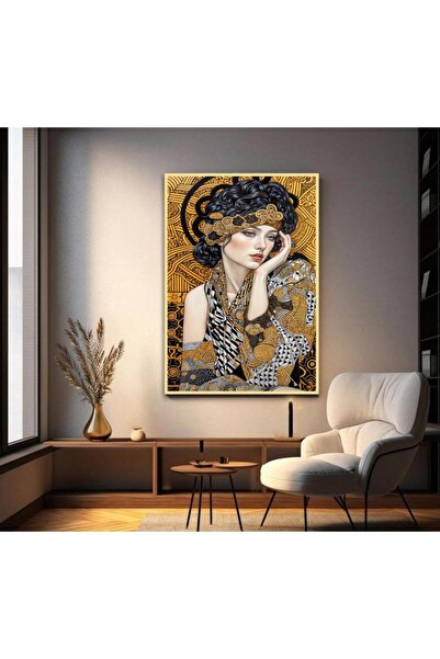 Marktna لوحة قماشية بتصميم بتصميم امرآة مع برواز ذهبي مجوف