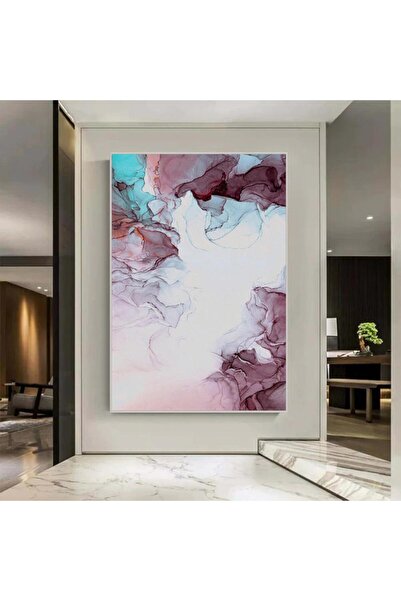 4gdran لوحة قماشية بتصميم الفن التجريدي مع برواز فضي مجوف